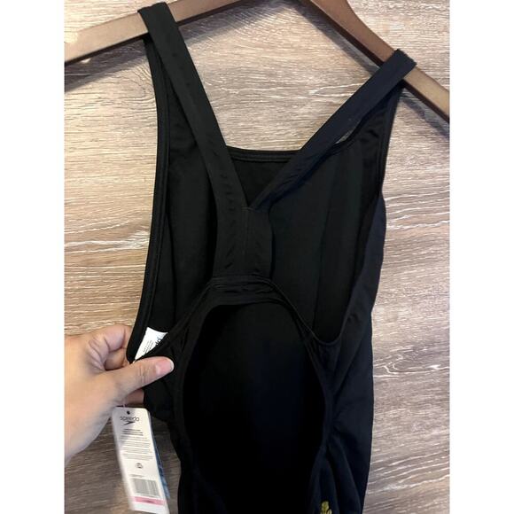 Speedo Endurance Swimsuit Black Size 10/36 Competition NEW one piece opened back - Picture 8 of 8